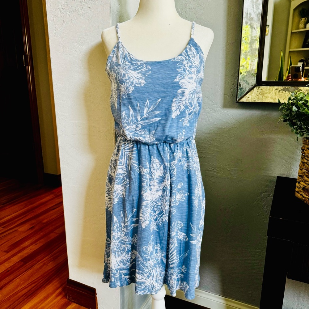 Old Navy Floral Blue White Mini Tank Dress